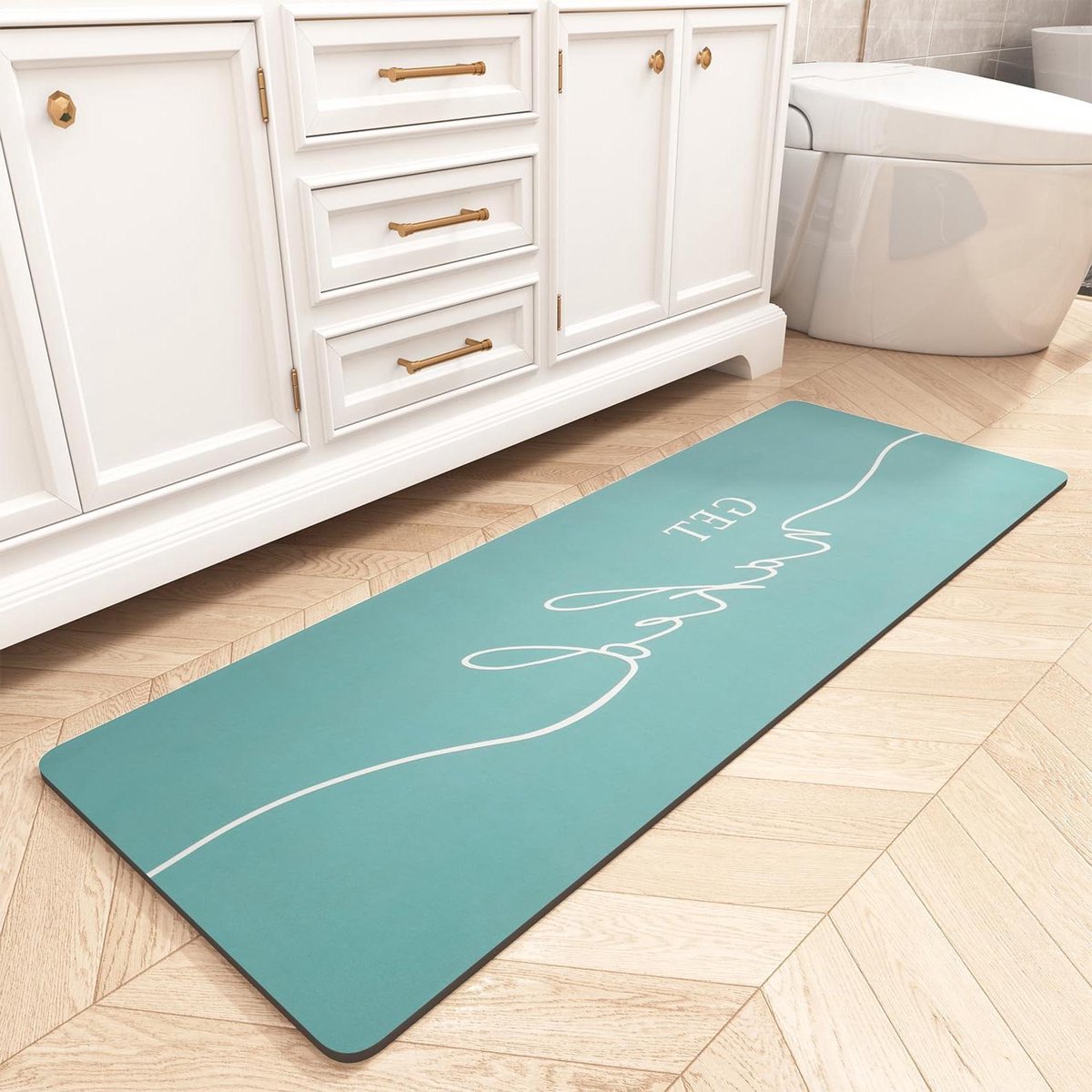 Badmat Sneldrogend - Vloerkleed Badkamer - Voorkomt Uitglijden - Super Absorberend - 48 x 17 inch - Turkoois