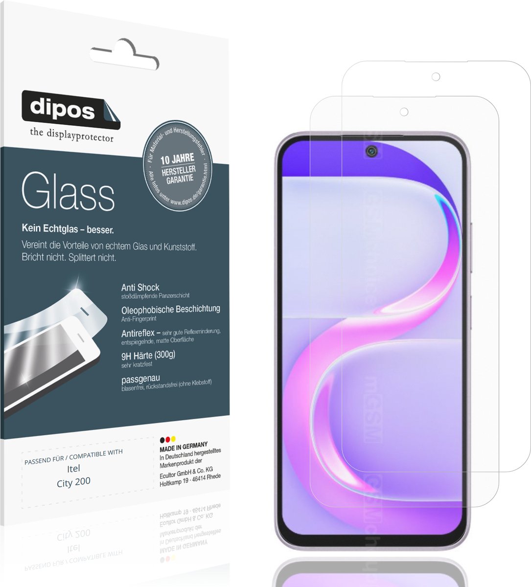 dipos – 2x Matte Pantserfolie geschikt voor Itel City 200 | 9H Screenprotector