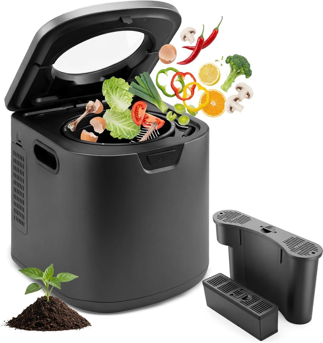 Elektrische Keukencomposter - Compostbak Binnen - Voedselafval Verwerken - Geurloze Koolst