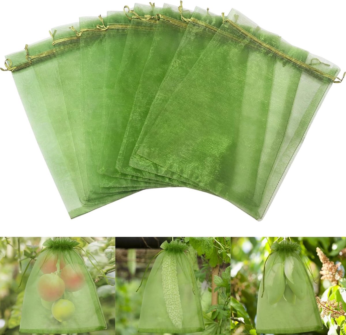 Set van 100 Beschermzakken voor Druiven, 30 x 20 cm, Fruitbescherming tegen Vliegen, Wespen en Vogels, Ideaal voor Wijndruiven en Tuinfruit