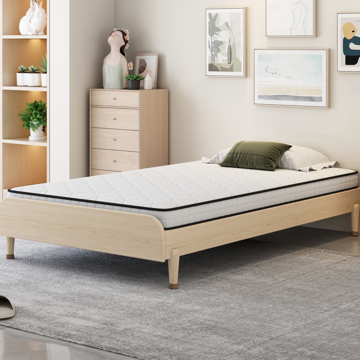 Binnenveringmatras 90x190 cm – H3 – Ergonomisch – Voor rug-, buik- en zijslapers – Opgerold – Wit