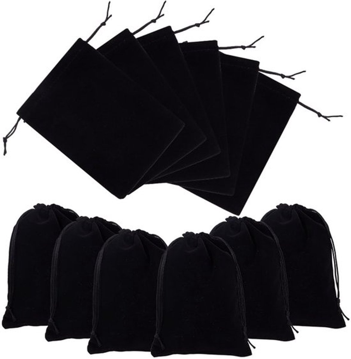 12 Zwarte fluwelen zakjes, trekkoord, sieradenzakjes, cadeauverpakking, grote snoepzakjes voor bruiloften, kerstcadeaus, 8,1 x 6 inch
