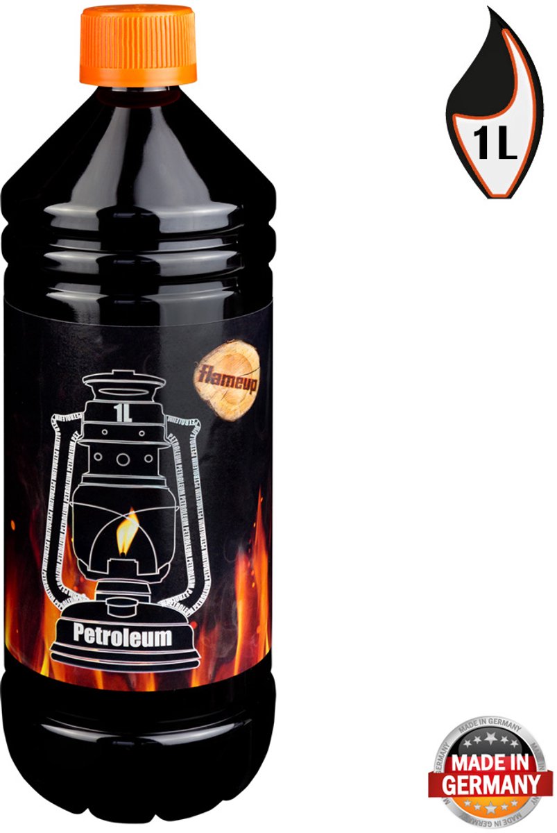 Petroleum voor petroleumkachels, petroleumfornuizen, petroleumlampen, open haarden en verwarmingssystemen. Petroleumreiniger voor lampen en lantaarns. 1 liter Flameup
