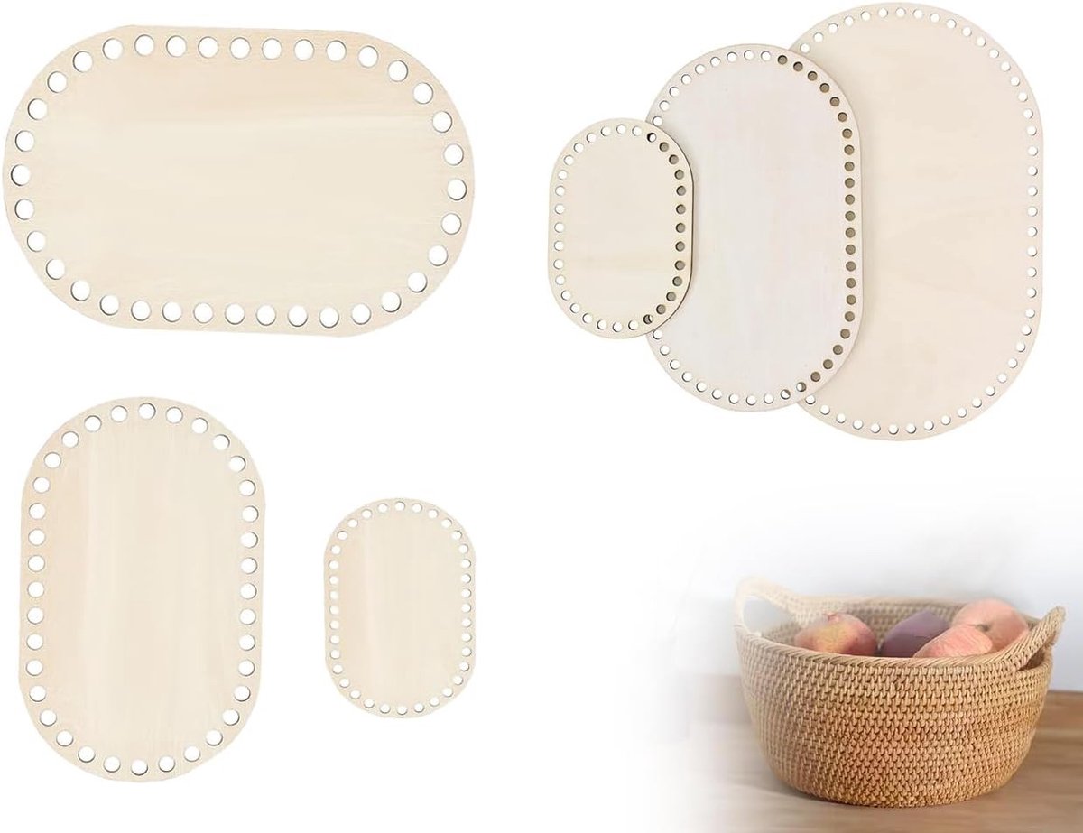 Houten Mand Bodem voor Haakwerk, Lege Massief Houten Basis voor DIY Handtas, Mand en Haakbenodigdheden, Ideaal voor Thuisdecoratie en Creatieve Projecten