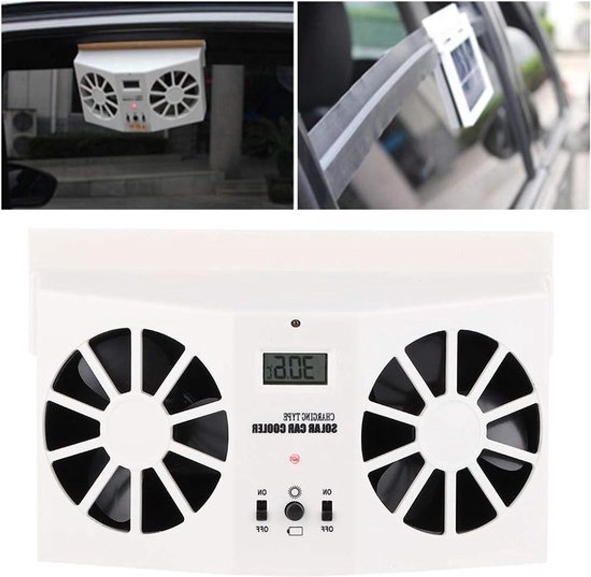 Achterruit Vents Ventilator Auto Radiator Draagbare Solar Ventilator Luchtreiniger - Wit - voor Auto's .