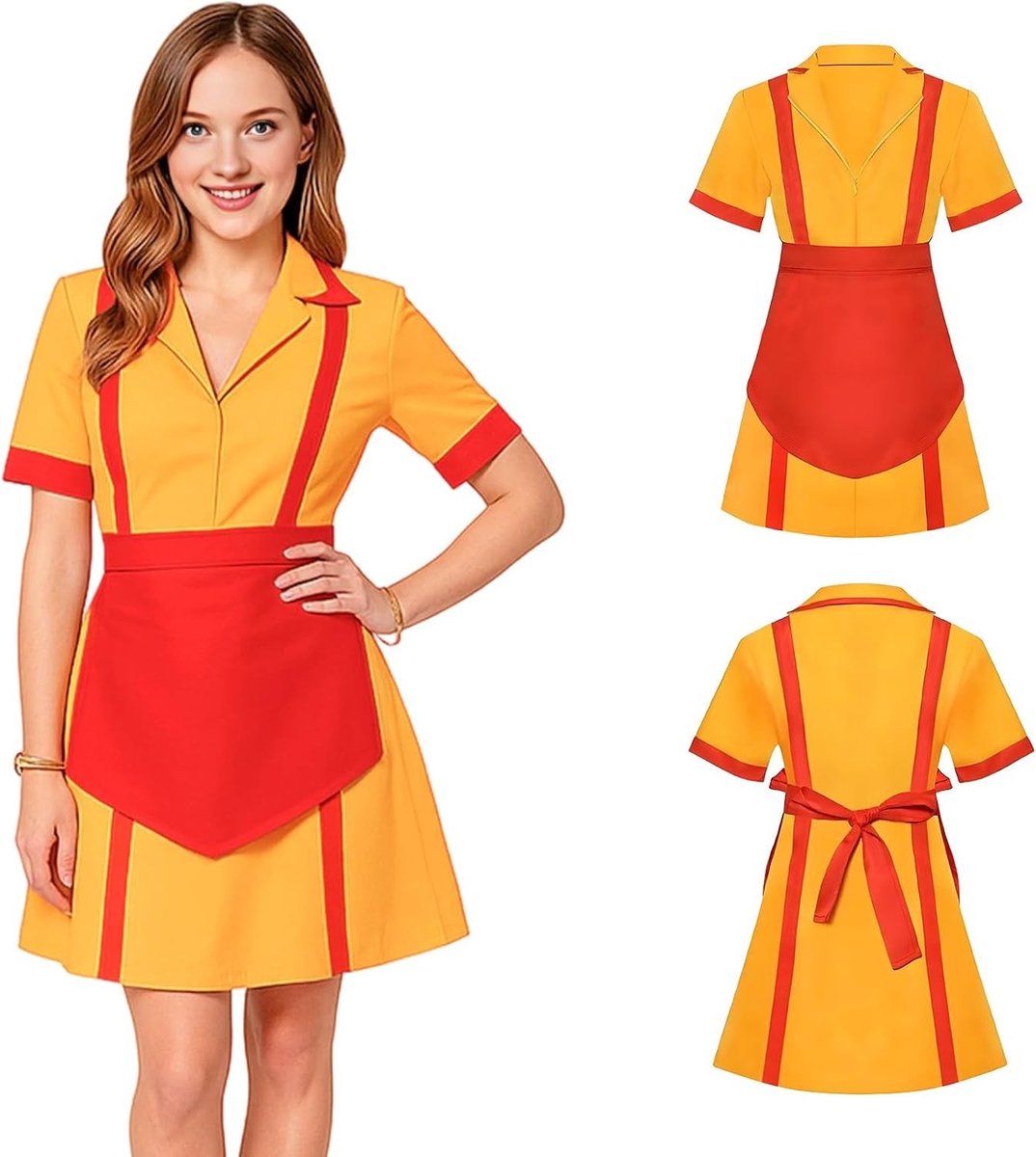 Carnaval Kostuum voor Meisjes met Schort - 2 Broke Girls Thema Outfit voor Cosplay en Feestjes