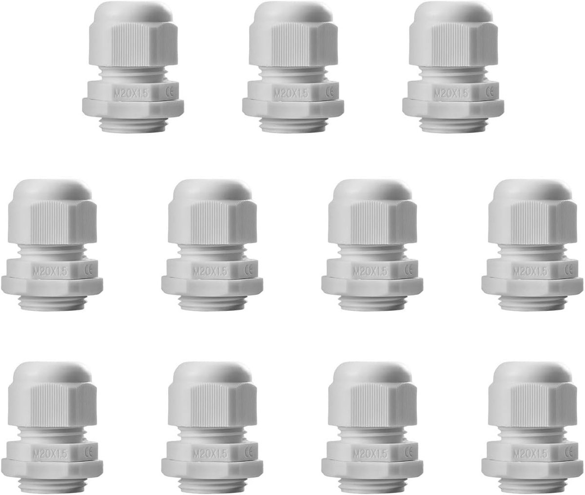 M20 Kabelschroefverbinding, IP68 Waterdichte Kabeldoorvoer voor Buiten, 11 Stuks Zwarte Nylon Kabeldoorvoeren voor Tuin en Controlekasten