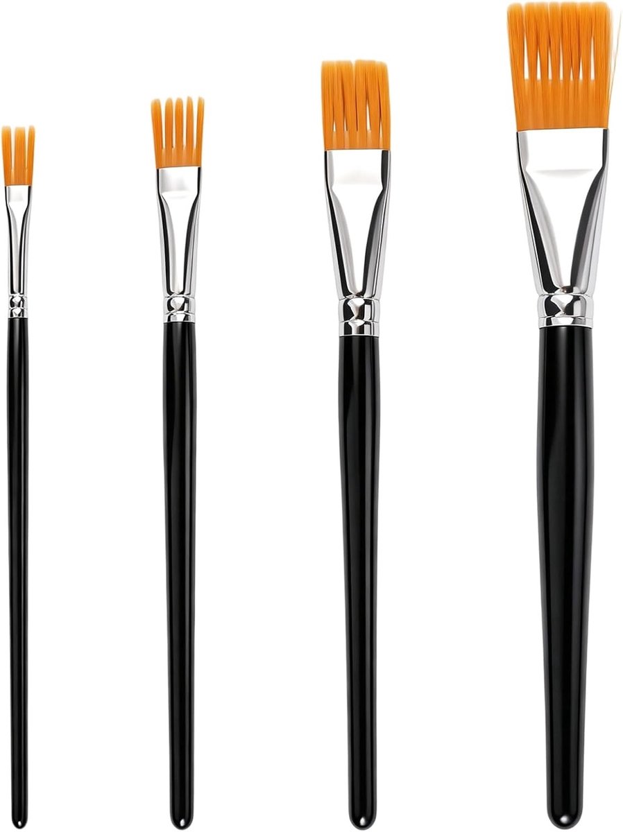 4-delige kunstenaarskwastenset met grainerpenselen voor olieverf, acrylverf en aquarelverf, ideaal voor gedetailleerd schilderen en textuurcreatie