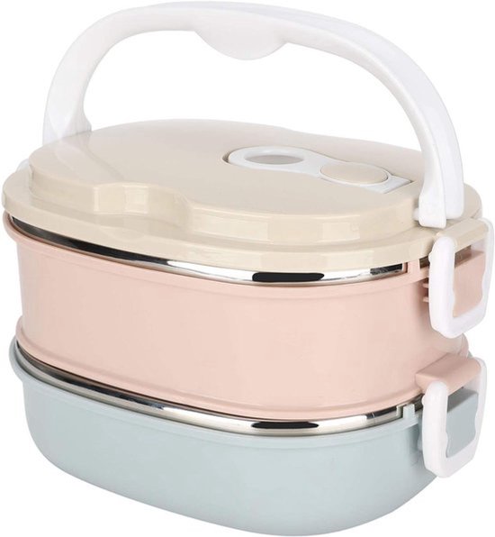 - Thermische voedselcontainer - Lunchboxen - Draagbaar - Roestvrijstaal - Warm eten - Dubbele laag - Geschikt voor studenten - Blauw container voor warm eten.