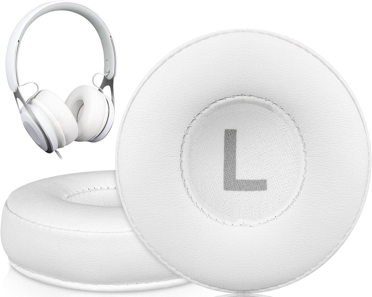 Professionele Oorkussens Vervanging voor Bedrade On-Ear Hoofdtelefoons, Zachte Earpads en Kussens met Geluidsisolatie en Comfortabel Leer - Wit