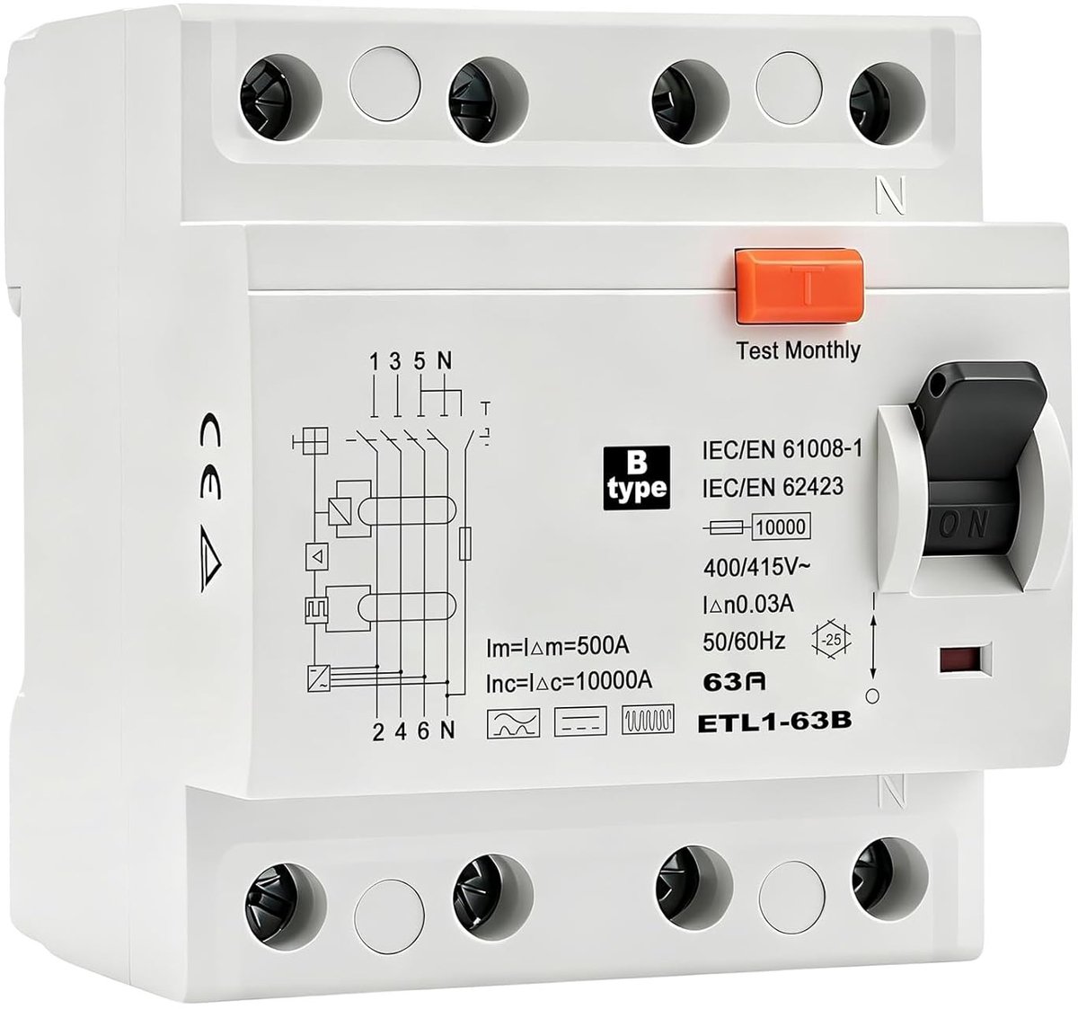 Circuit Breaker Type B 40A 30mA 4 Pool AC 415V voor Zonne-energie Installaties, Oplaadstations en Industriële Toepassingen