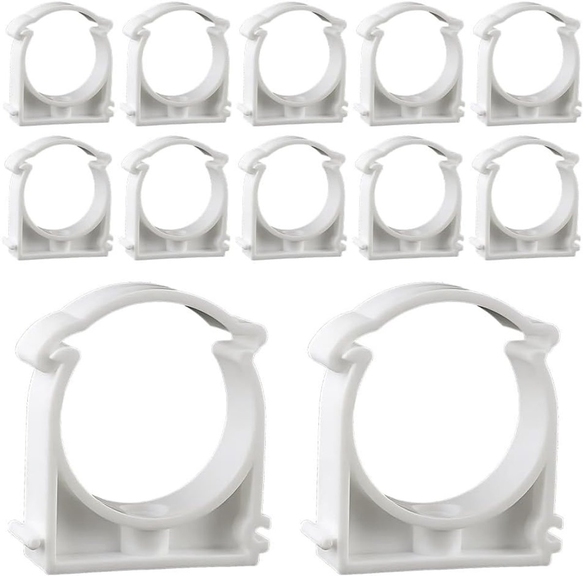 Set van 10 stuks 61mm Witte PVC Slangklemmen voor Waterleidingen, Bevestigingsclips voor Water- en Afvoerslangen, Ideaal voor Keukens en Badkamers