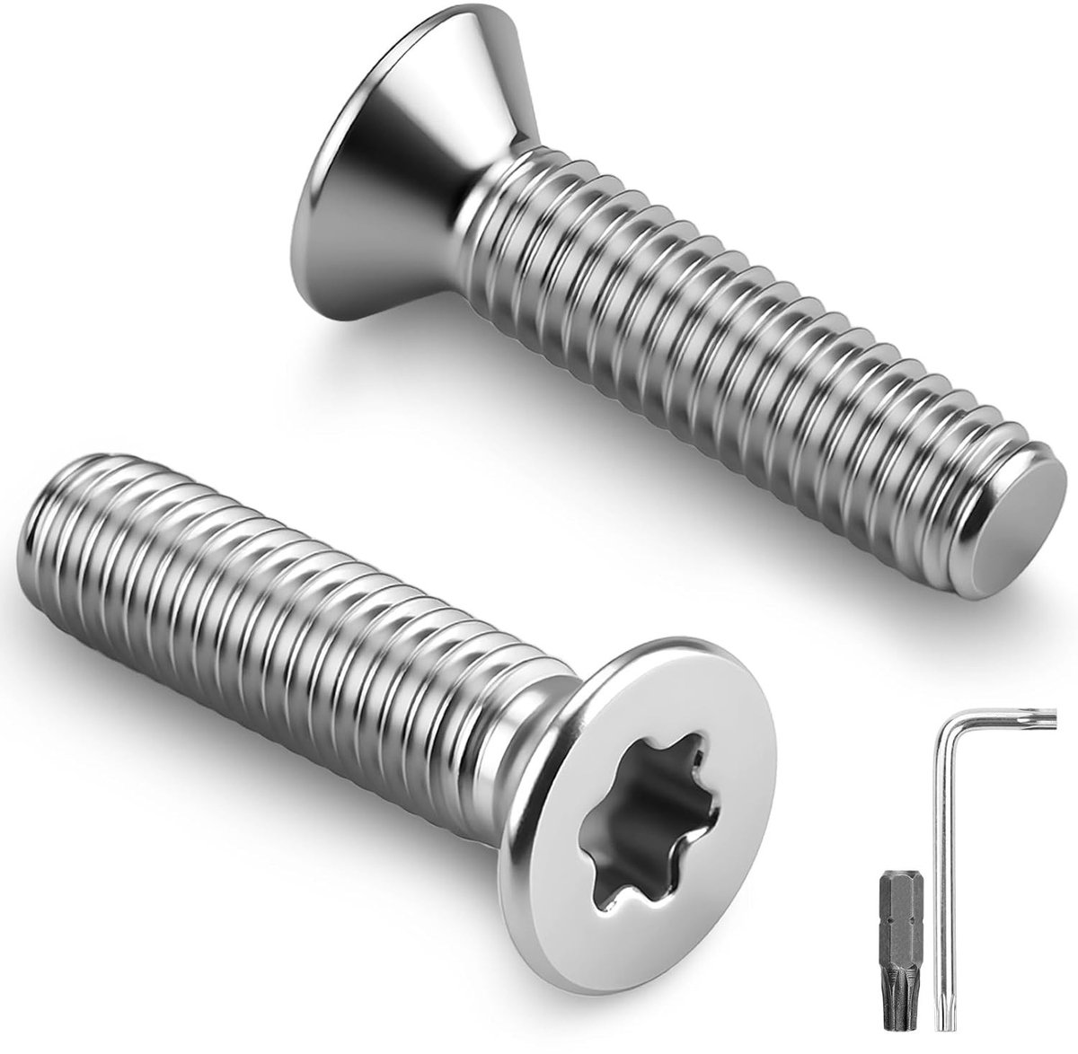Set van 50 verzonken schroeven M3 x 6 mm, Torx-aandrijving, roestvrij staal A2 V2A, volledig schroefdraad, inclusief Torx-sleutel en schroevendraaier voor houtbewerking