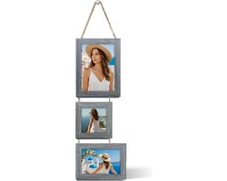 Fotolijst Meerdere Foto's - Wandlijst Foto's - Muur Decoratie - Inclusief Ophangsysteem - 3 Maten - Eiken Grijs