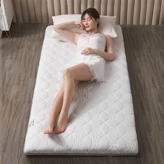 Japanse futonmatras - Vloermat oprolbaar - Comfortabel slapen - Ergonomische ondersteuning - 90x200 cm - Wit — afbeelding 4