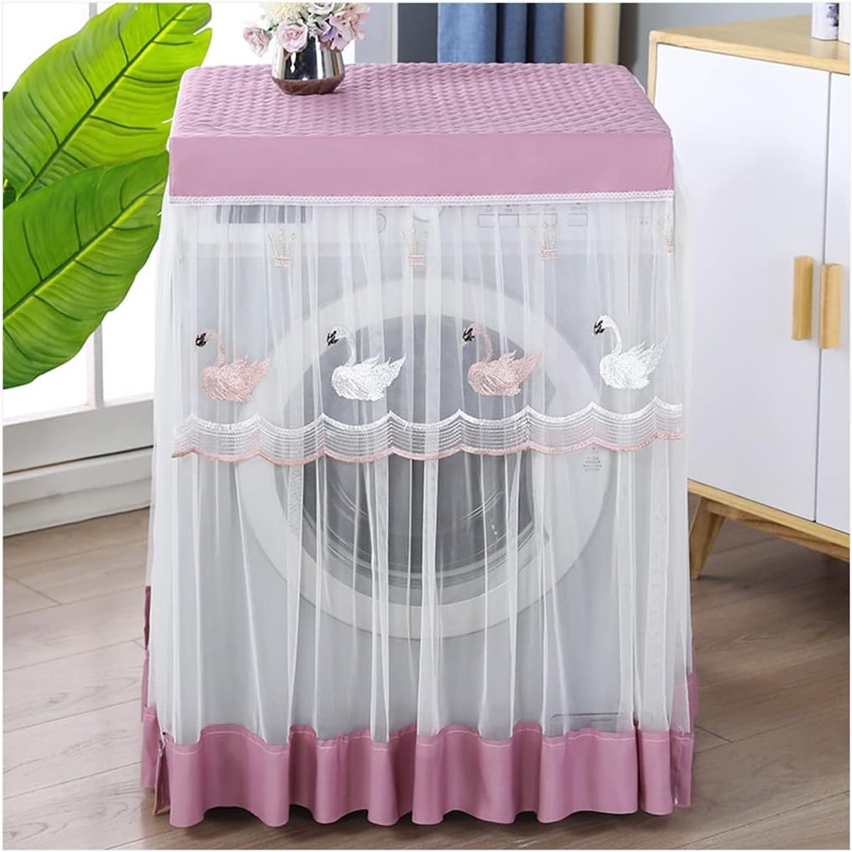 Wasmachine Drogerhoes Apparaat Cover Apparaten Beschermen Katoenen Kant Stof Universele Maat Zwaan Paars