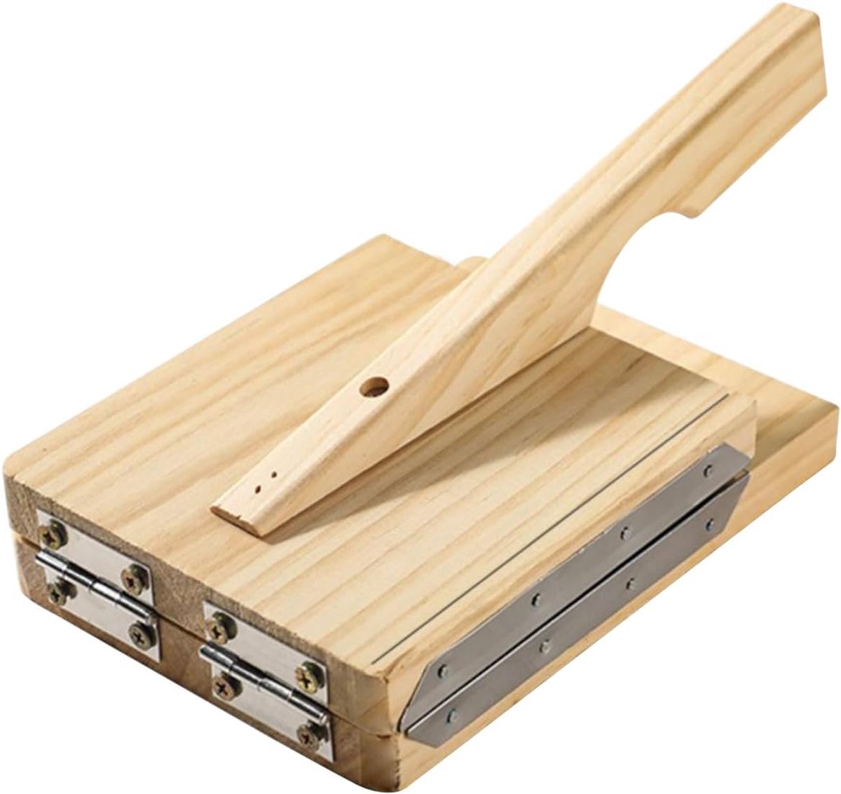Broodmaker Deegpers - Tortilla Maker - Zelf Maaltijden Maken - Hout en Staal - 25 x 20 cm - Meerkleurig