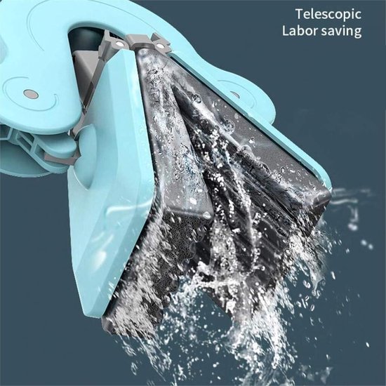 Telescopische Dweil - Vloerreiniger - Efficiënt Vloeren Schoonmaken - Uitschuifbare Handgreep - 141 cm - Blauw — afbeelding 4