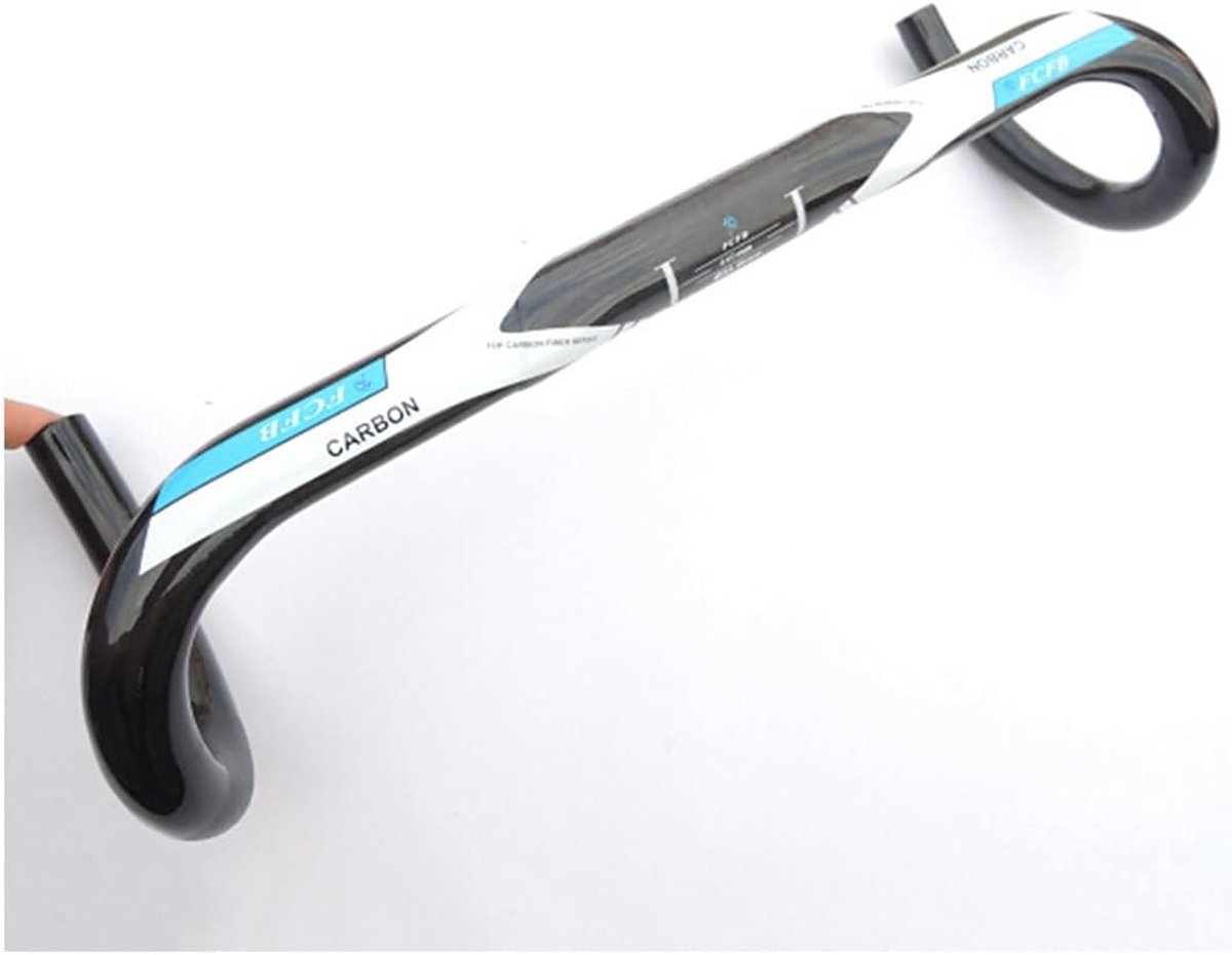 Racefiets Stuur - Bochtstuur Carbon - Comfortabel Fietsen - Ergonomisch Ontwerp - 440mm - Blauw