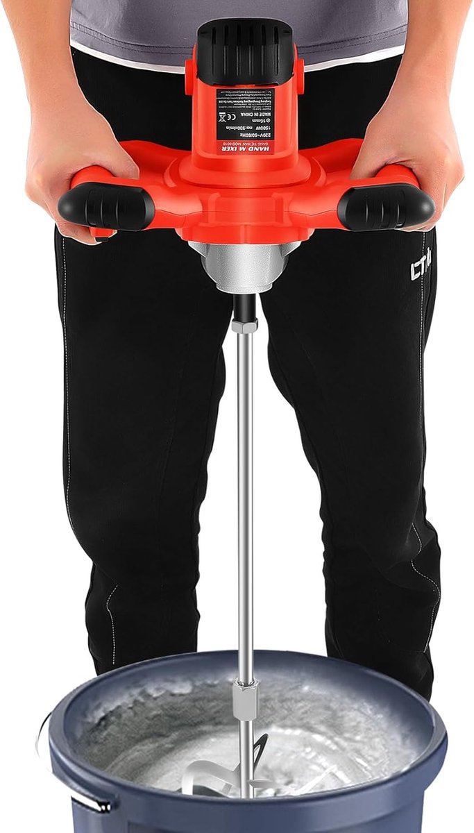 Elektrische Roerder - Mortelmixer Betonmixer - Materiaal Mengen - 6 Snelheden Instelbaar - 88.5 cm - Rood