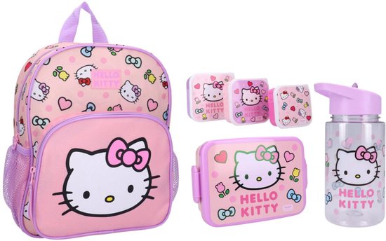 Hello Kitty schoolset: rugzak + lunchbox + drinkfles + snackboxen