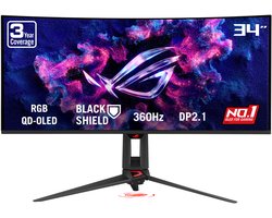 ASUS ROG Swift PG34WCDN - UWQHD Curved QD-OLED Gaming Monitor - USB C 90W - 360hz - 0.03ms - 34 inch