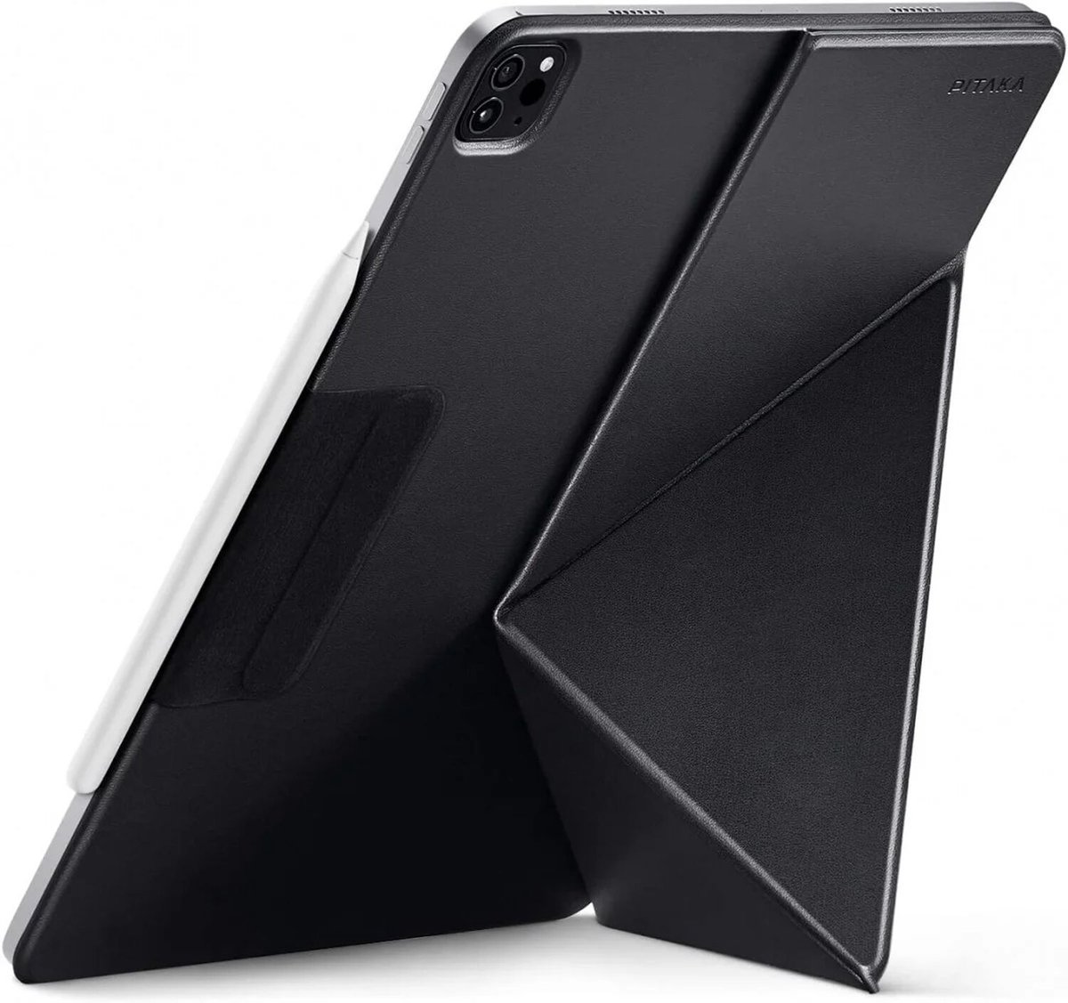 Pitaka MagEZ Folio hoesje 2 iPad Air 11 (M2-M4) – Eenvoudig schakelen tussen landschap- en portretmodus – Vier standen voor optimale kijk- en typposities – Verborgen, ingebouwde penhouder voor veilige opslag van je stylus - Zwart