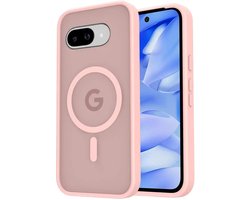 Hoesje Geschikt voor Google Pixel 9a - Compatibel met MagSafe - Matte Beschermhoes - Back Cover met Magneet - Roze