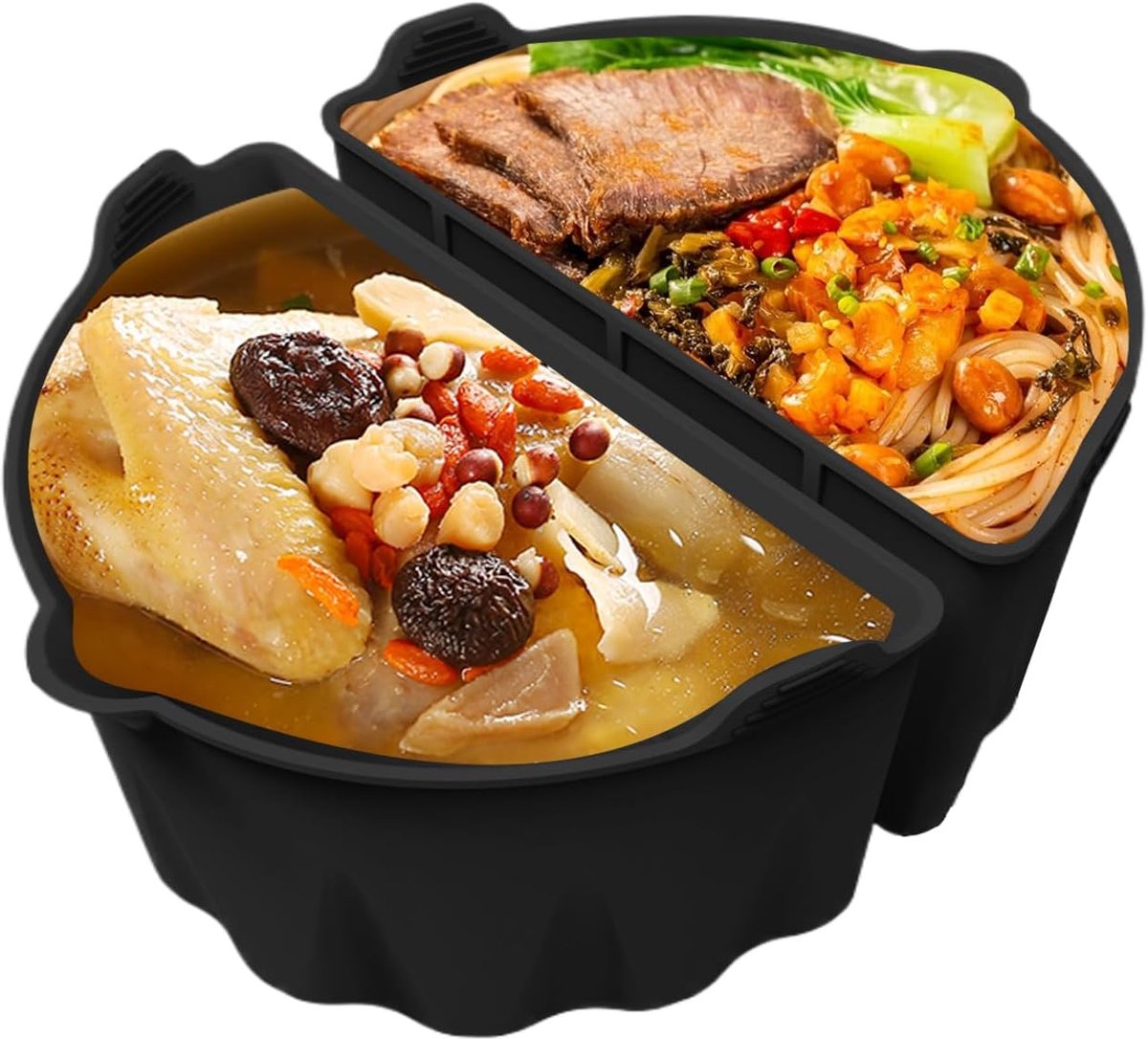 Slow Cooker Liner - Kookpot Verdeeler - Maaltijden Delen - Vaatwasserbestendig - 6-8QT - Zwart