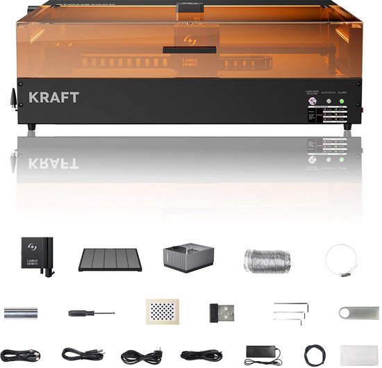 AtomStack Kraft 40 W diode lasersnijder laser autofocus laser graveermachine – camera – basisset – 600 mm/s – gesloten werkgebied – 50 x 32 cm – lasersnijmachine voor metaal, hout, leer - laser cutter and engraver