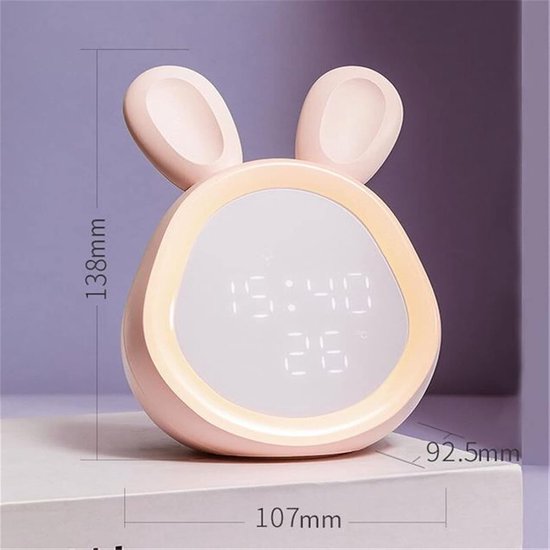 Kinder Wekker Konijn - Digitale Klok Slaaptrainer - Kinderen Wakker Maken - Ademend Nachtlampje - 10mm - E — afbeelding 5