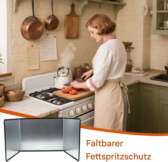 Spatdeksel Pan - Vetbord Keuken - Koken Schoonhouden - Opvouwbaar Ontwerp - 39 cm - Zilverkleurig — afbeelding 5