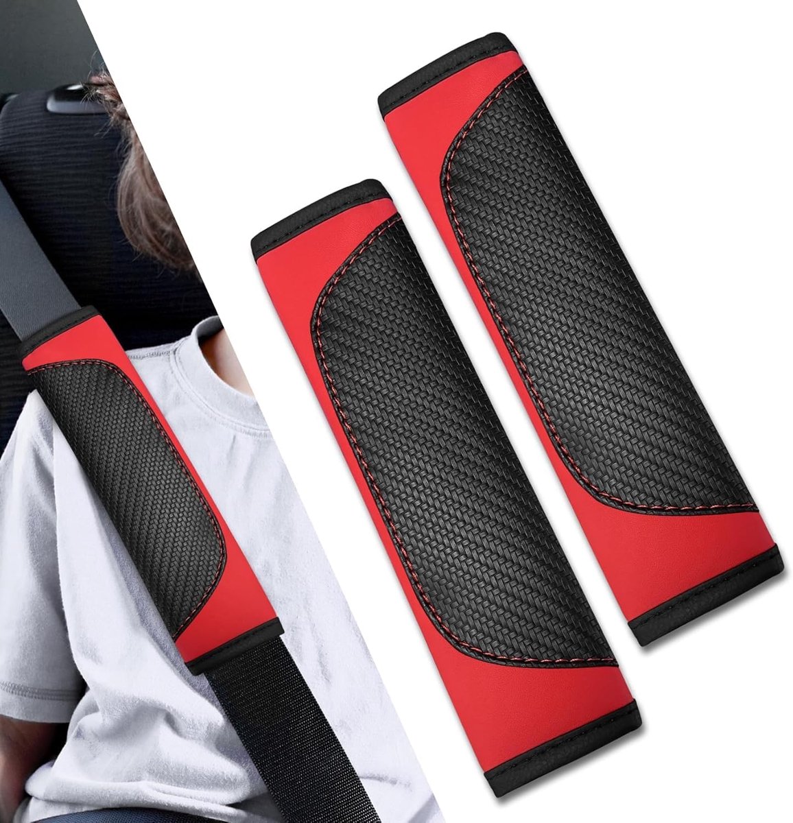 Autogordel Schouderkussens - Gordelbeschermers - Comfortabel Rijden - Ademend Mesh Materiaal - 2 Stuks - Zwart