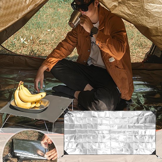 Campingmat Schuimfolie - Outdoor Slaapmat - Kamperen en Hiken - Waterdichte Isolatie - 125 x 200 cm - Zilver — afbeelding 2
