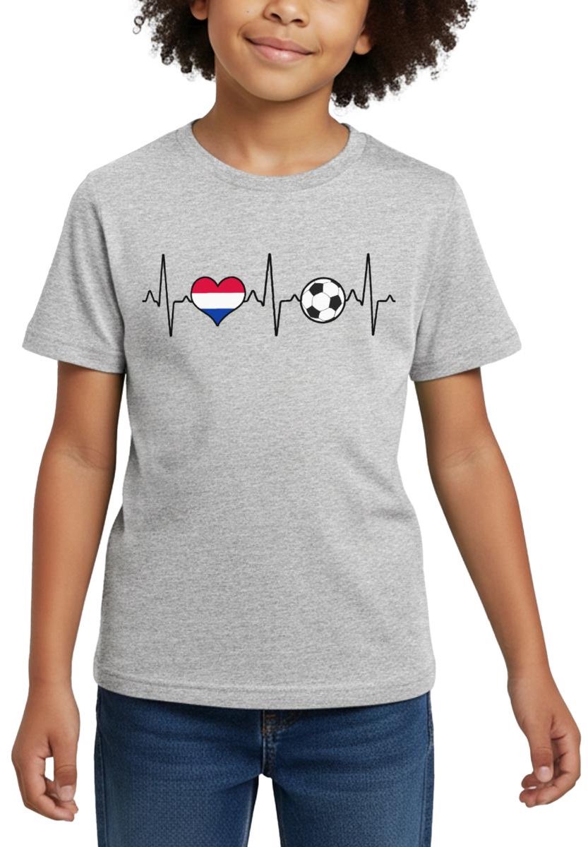 Nederland Voetbal Shirt Voetbal Hartslag T-Shirt Kinderen