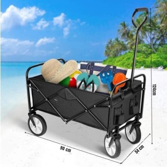 QIN® Bolderkar Opvouwbaar - Bolderkar Opvouwbaar Luchtbanden - Bolderkar - Groen - 90cm x 54cm x 124cm van Qin — afbeelding 4