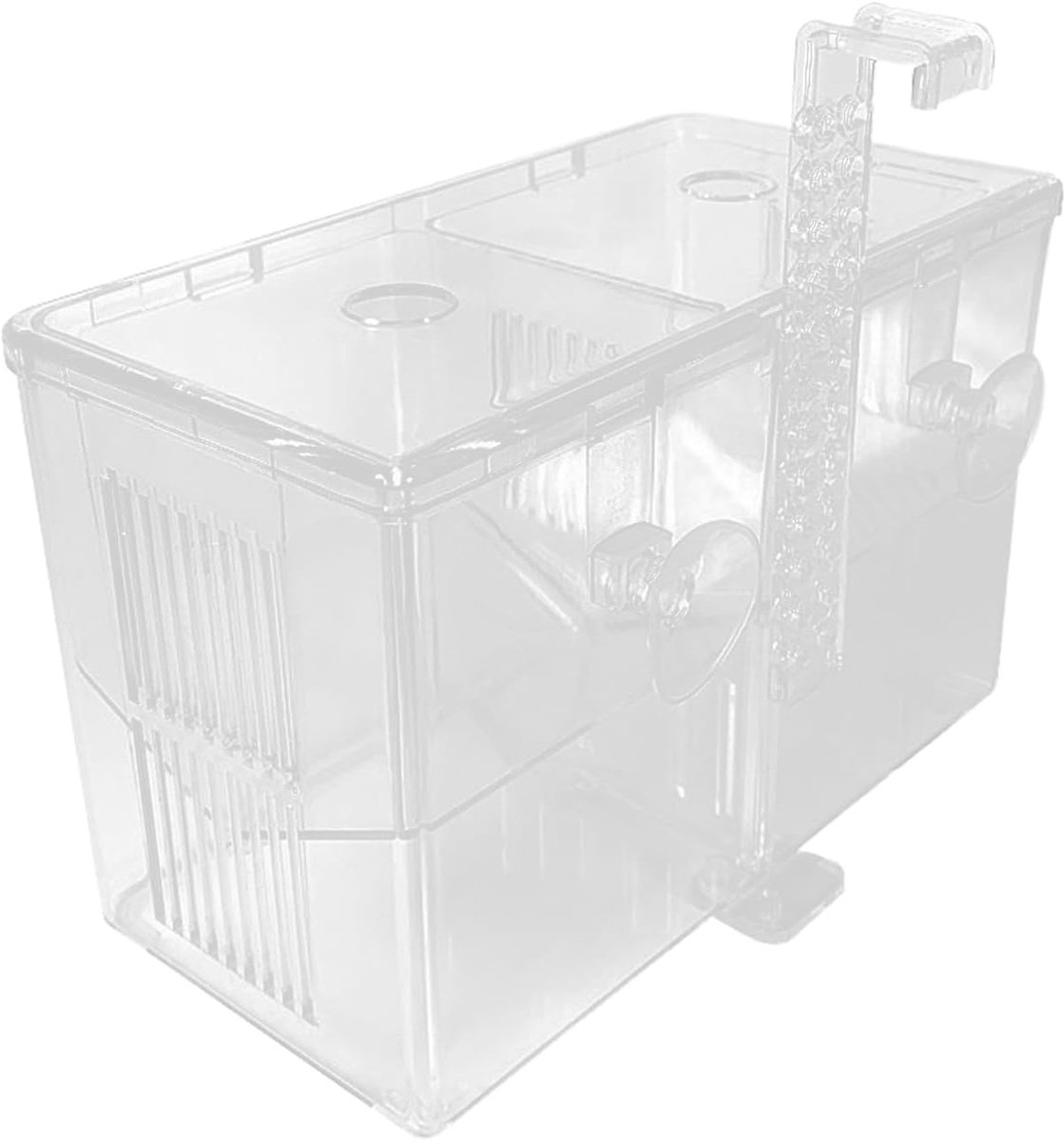 Vis Kweekbox - Aquarium Isolatie - Jonge Vissen Verzorgen - Dubbele Kamer Ontwerp - 9x17.5 cm - Transparant