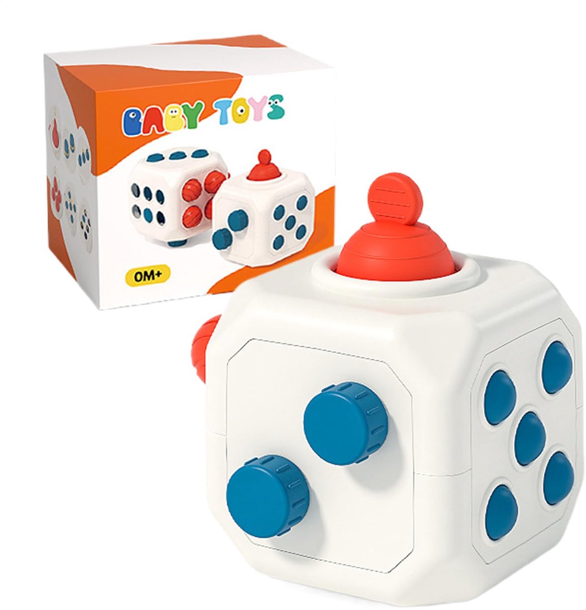 COOAU - Montessori Busy Cube - 6-in-1 Sensorisch Speelgoed - Baby Activiteitencentrum - Vanaf 6 Maanden - Ontwikkelt Hand-oog Coördinatie - Veilig & Zacht - Witte Kubus - Educatief Speelgoed