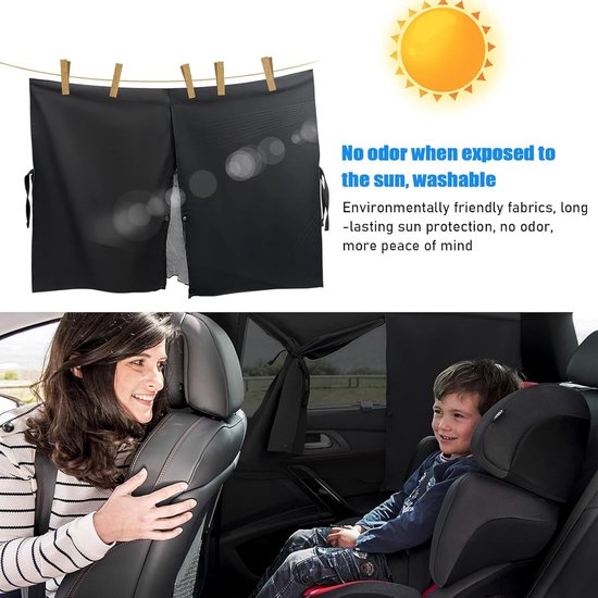 2 stuks - 71*47 cm - auto zonneschermen - universele magnetische auto zonneschermen - voor ramen - dubbele laag autozonneschermhoezen - verduisterende autogordijnen - voor privacy - blokkering van UV-straling en hitte - met 10 magneten - zwart van Merkloos — afbeelding 2