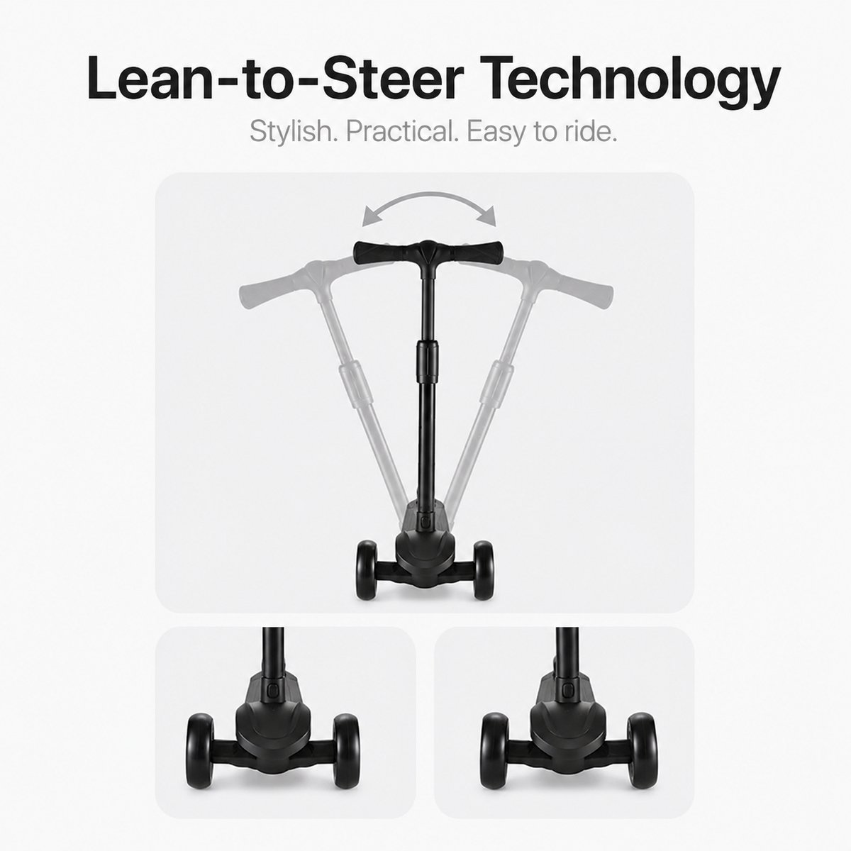 Suotu Kinderstep - Step - 3 Lichtgevende Wielen - EXTRA BREEDE WIELEN - Step 3+ Jaar tot 50kg - Speelgoed Jongens/Meisjes - Zwart — afbeelding 9