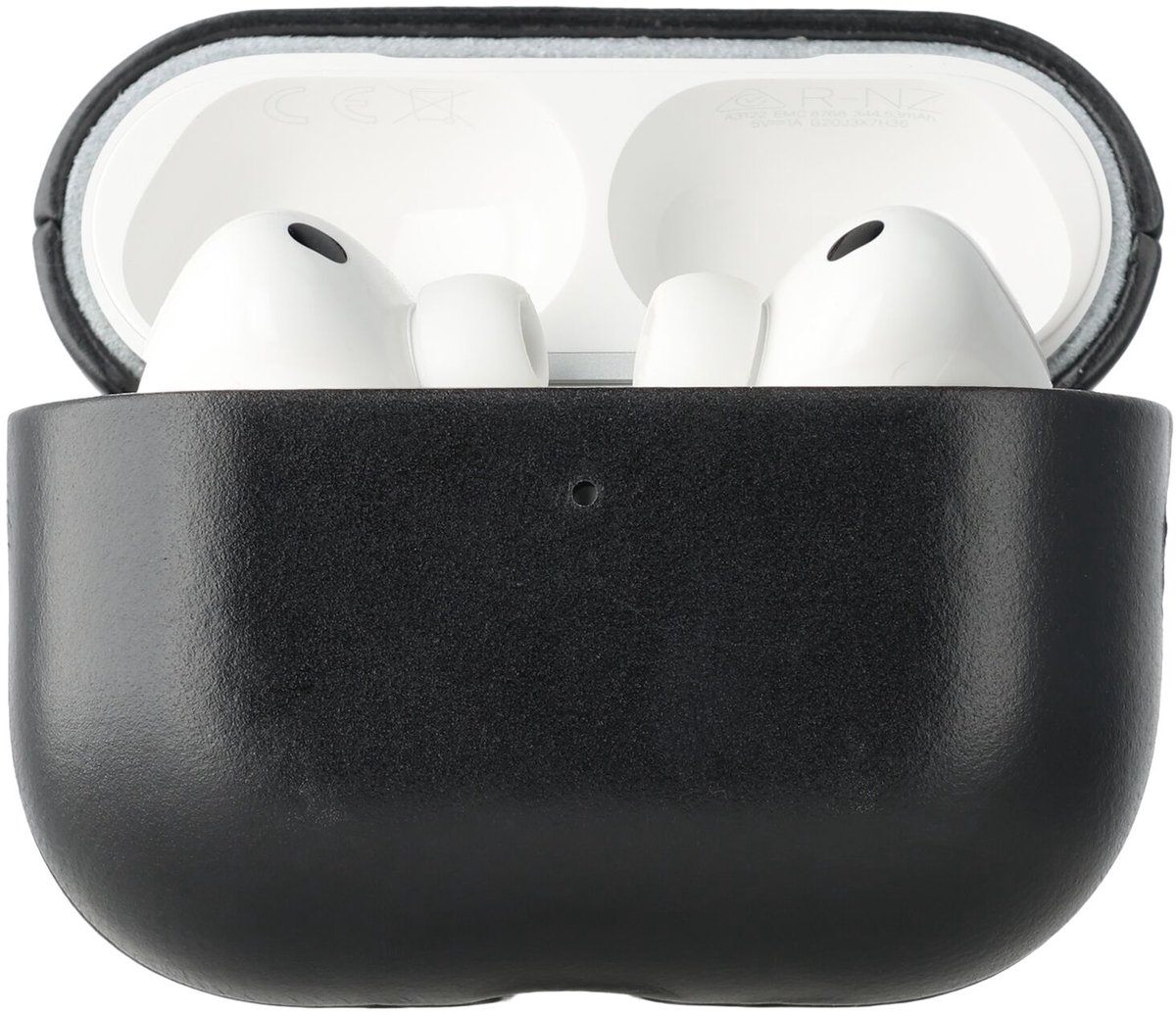 Rosso Deluxe Case Geschikt voor AirPods Pro 2 - Case Echt Leer - Echt Leren Beschermhoes Zwart