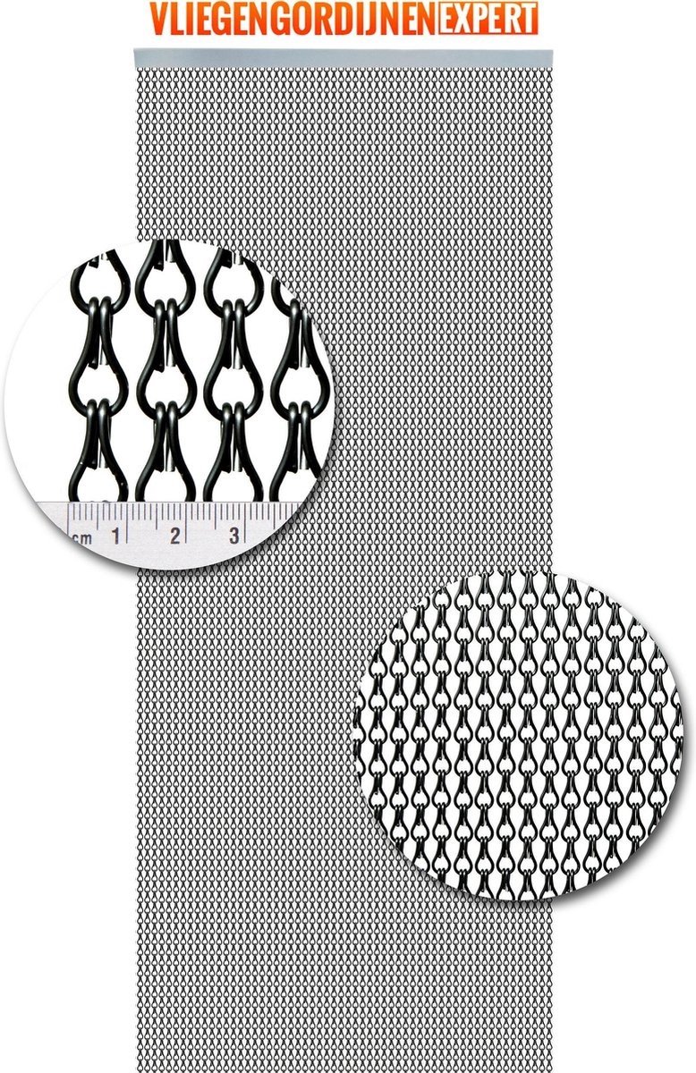 Vliegengordijn Aluminium - 90 x 210cm - Antraciet - Copy 90 x 210 cm In het kozijn