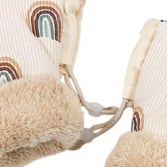 Kinderwagen Handwarmers - Pluche Mof - Winterse Wandelingen - Winddicht Ontwerp - 25 x 15 cm - Regenboogpatroon — afbeelding 3