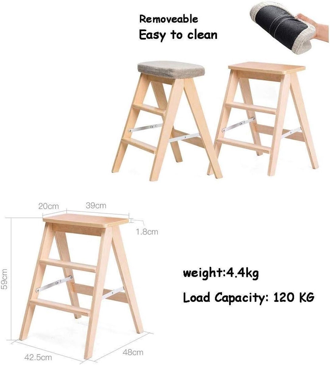 Opvouwbare Opstap - Houten Kruk Ladder - Huishoudelijk Gebruik - Antislip Voetjes - N.v.t. - Houtkleur
