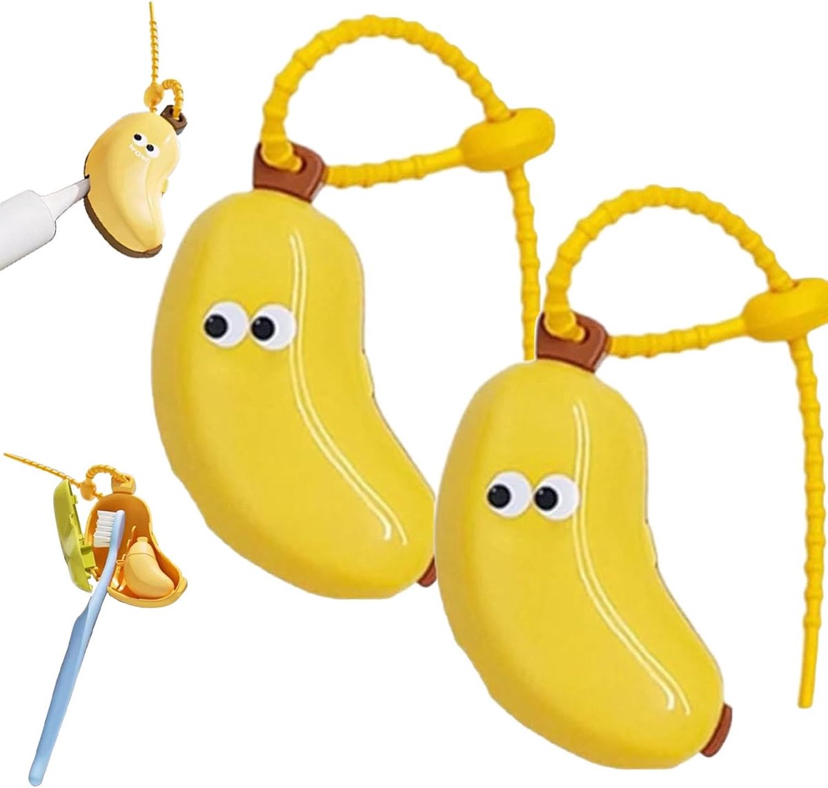 Tandenborstel Hoes - Tandenborstelhouder Beschermer - Hygiënisch Poetsen - Bananenontwerp - 2 stuks - Geel