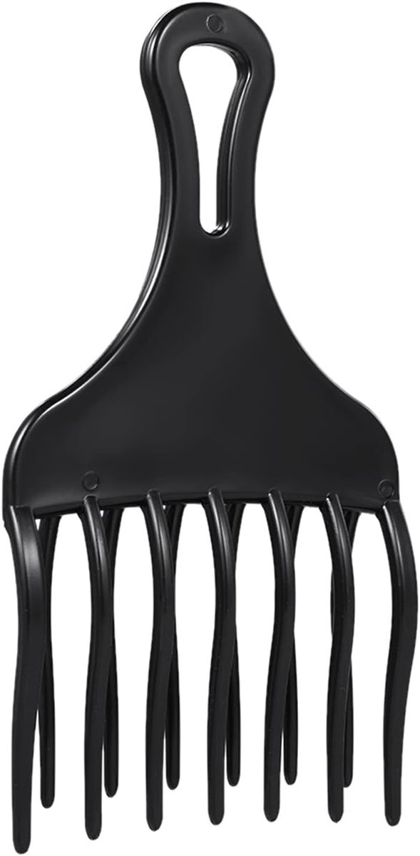 Opzetkam Brede Tanden - Afrokam Vorkkam - Haar Stylen - Ontworpen voor Krullend Haar - 16.5 cm - Zwart