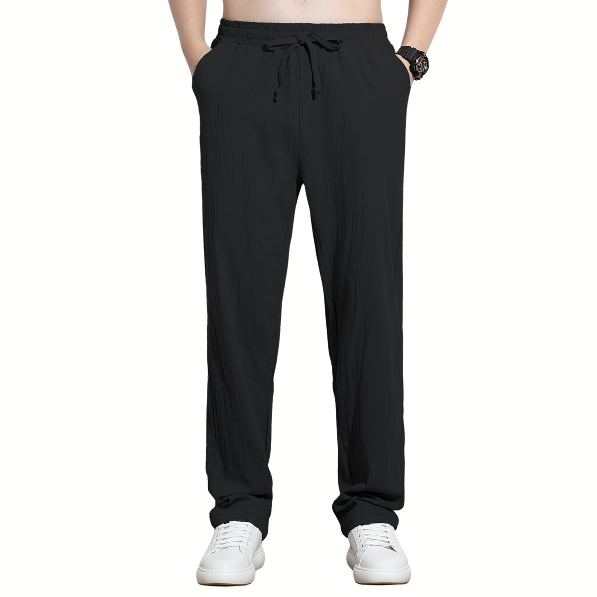 Currero Linnen Broek Heren - Zomerbroek - Volwassenen - Lange Broek - Pantalon - Strandbroek - Zomer - Ibiza Stijl - Zwart XXL