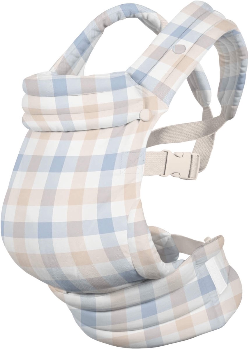 AeroMoov Ergonomische Full Buckle Draagzak - Babydrager - vanaf geboorte tot peuter (3,5-22 kg, 56-98 cm) - Checker Grey Cream