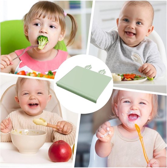 Baby Placemat - Antislip Mat - Veilig Eten - Botsveilige Rand - 31x26 cm - Groente — afbeelding 3