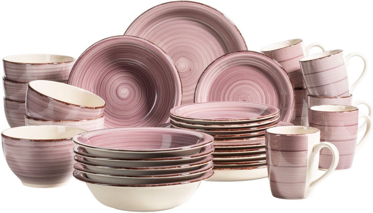 Mäser LUMACA Serviesset 30-delig Berry - Compleet Combi Servies voor 6 Personen - Keramisch Serviesgoed met Moderne Uitstraling - Geschikt voor Dagelijks Gebruik